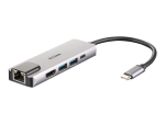 D-LINK HUB USB-C 5-IN-1 CON HDMI E POWER DELIVERY 60W, USCITE: HDMI x1, Ethernet x1, USB 3.0 x2, USB-C x1, HDMI FINO A 4K, PLUG AND PLAY